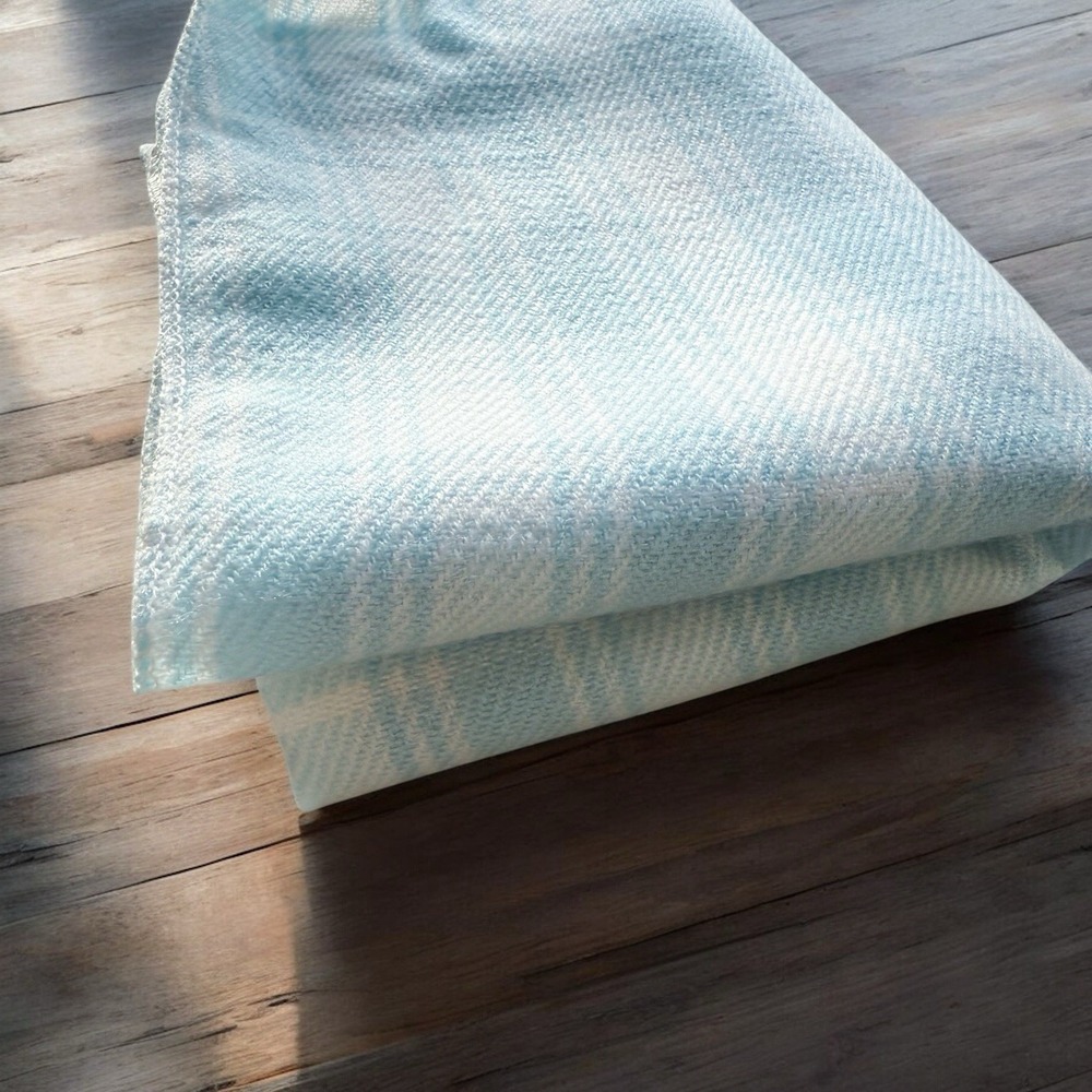 GiGi Knits Vintage 80s 90s Blue Plaid Baby Receiving Blanket NOS Acrylic NWOT - Picture 3 of 9